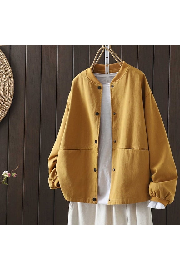 Women's Windbreaker Jacket With Big Pockets Lightweight Water-Resistant Polyester Outdoor Casual Loose Fit