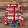 thumbnail image 1 of AUNVITO Women's Winter Casual Cardigan Long Sleeve Round Neck Printed Knit Sweater Cozy Loose Fit Spandex Top for Home & Daily Wear, 1 of 4