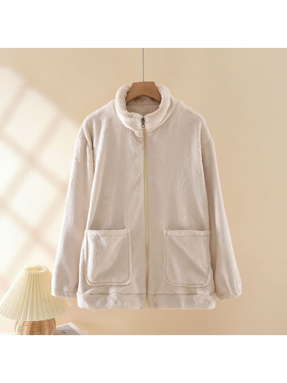 Women's Winter Flannel Button Front Plush Fleece-Lined Long Sleeve Cozy and Versatile Loungewear
