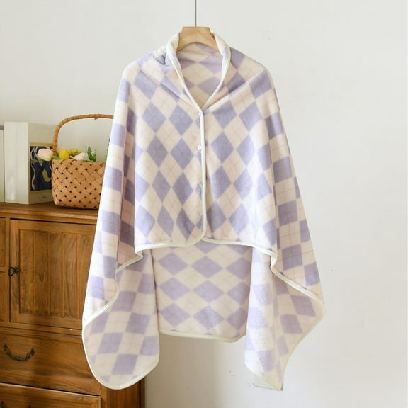 AUNVITO Women's Winter Flannel Shawl Blanket Cloak Wrap-Style Thickened Warm and Soft All-Season Versatile