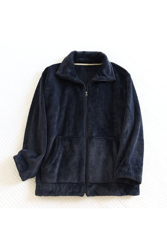 Women's Winter Fleece Button-Up Long Sleeve Cozy Homewear Top