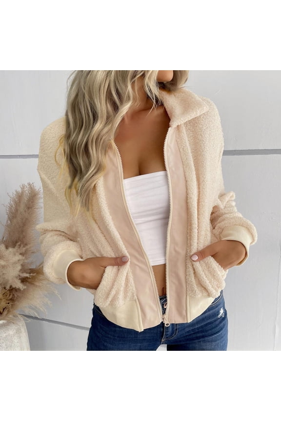 Women's Winter Fleece Cardigan Zipper Front Stand Collar Long Sleeve Casual and Cozy Outerwear