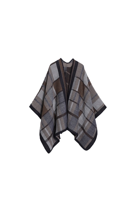 Women's Winter Floral Print Cape Poncho with Split Front Design Cozy and Warm Fashionable Winter Style