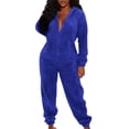thumbnail image 1 of AUNVITO Women's Winter Hooded Long Sleeve Fleece Jumpsuit Soft Warm No Shedding Casual Home Lounge Wear, 1 of 9
