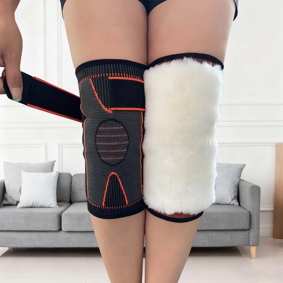 AUNVITO Women's Winter Knee Warmers Adjustable Binding Strap with Soft Fleece Lining Warm and Non-Slippery Design for All-Day Comfort