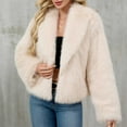 thumbnail image 1 of AUNVITO Women's Winter Warm Faux Fur Coat Stand Collar Long Sleeve Solid Color Thermal Insulated Outerwear, 1 of 6