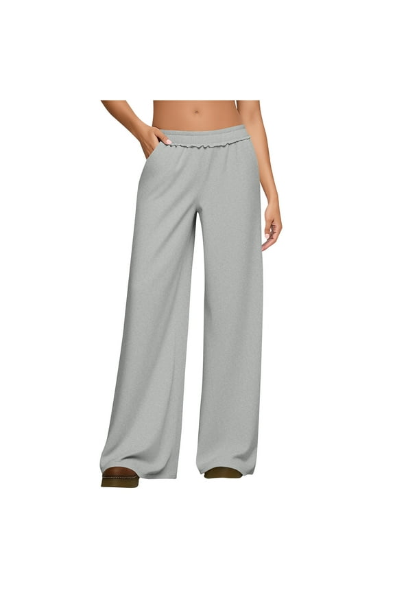 Women's Winter Warm Fleece Wide Leg Lounge Pants Loose Fit Casual Elastic Waist Soft Thermal Joggers Sweatpants