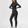 thumbnail image 1 of AUNVITO Women's Yoga Bodysuit Zip Front Solid Color Thermal High-Waist Tummy Control for Fitness Yoga Workout, 1 of 9