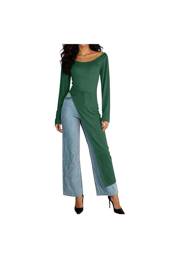 Women's Yoga Cover-Up Long Sleeve Round Neck Irregular Hem Casual and Sporty Style