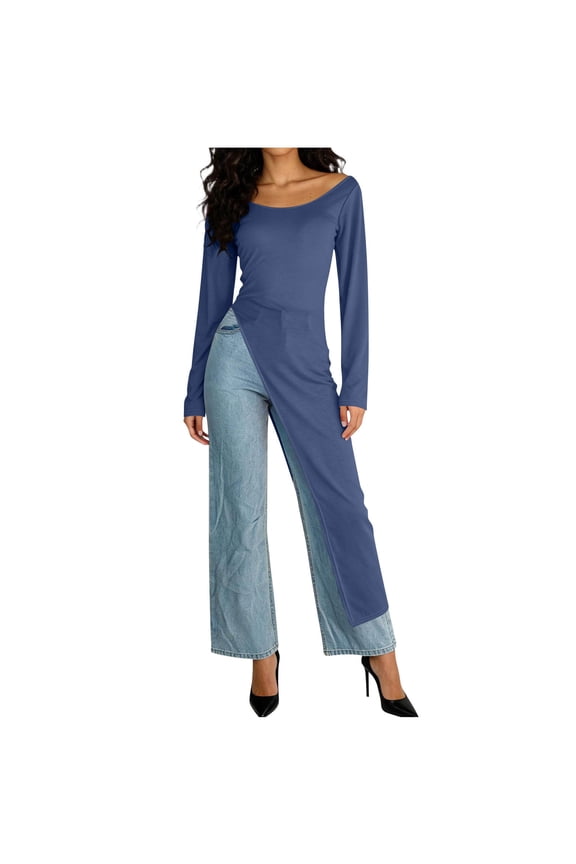 Women's Yoga Cover-Up Long Sleeve Round Neck Irregular Hem Casual and Sporty Style