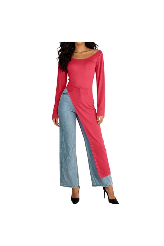 Women's Yoga Cover-Up Long Sleeve Round Neck Irregular Hem Casual and Sporty Style