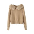 thumbnail image 1 of AUNVITO Womens Cardigan Sweaters Round Neck Long Sleeve Solid Dual Zipper Design Fall Winter Outfits 2025, 1 of 2