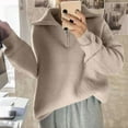 thumbnail image 1 of AUNVITO Womens Casual Loose Zip Sweaters Pullover Fashionable Long Sleeve Tops Fall Winter Outfits, 1 of 3
