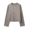 thumbnail image 1 of AUNVITO Womens Round Neck Sweaters Pullover Basic Solid Long Sleeve Knit Sweaters Fall Winter Outfits, 1 of 2