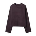 thumbnail image 1 of AUNVITO Womens Round Neck Sweaters Pullover Basic Solid Long Sleeve Knit Sweaters Fall Winter Outfits, 1 of 2