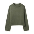 thumbnail image 1 of AUNVITO Womens Round Neck Sweaters Pullover Basic Solid Long Sleeve Knit Sweaters Fall Winter Outfits, 1 of 2