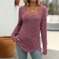 thumbnail image 1 of AUNVITO Womens Square Neck Sweaters Fashion Long Sleeve Pullover Soft Brushed Ribbed Knit Button Detail Fall Winter Outfits 2025, 1 of 4