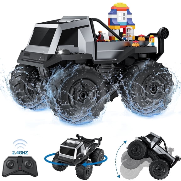 AUOSHI 1:16 Amphibious Remote Control Car Building Blocks DIY Waterproof RC Truck RC Car Toys Gifts for Kids Adults
