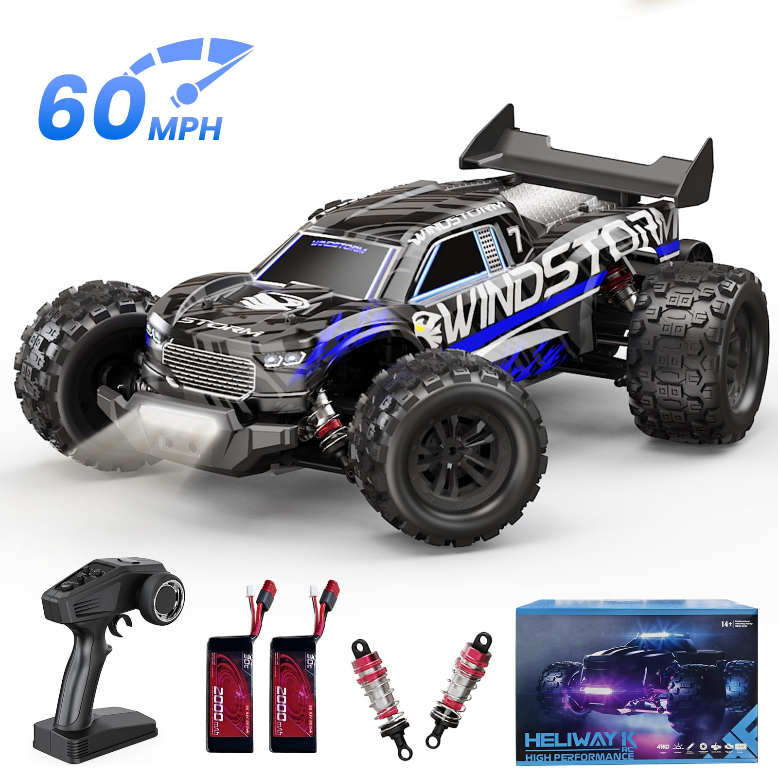AUOSHI 1:14 Upgraded RC Car with Metal Drivetrain, 60MPH