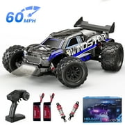 AUOSHI 1:14 Upgraded RC Car with Metal Drivetrain, 60MPH Brushless, Dual 3S Batteries 70 Min Run Time, Waterproof 4WD Remote Control Truck, Cooling Fan, Heat Sink & LED Lights, Gift for Teens & Adult