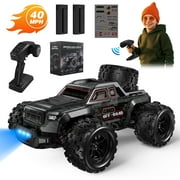 AUOSHI 1:16 Remote Control Car – 40+MPH Fast RC Toy Truck, 4WD All-Terrain, 70 Min Runtime w/ 2 Batteries, LED Lights, Waterproof, Full Metal Drive Shaft – Gift for Kids & Adults