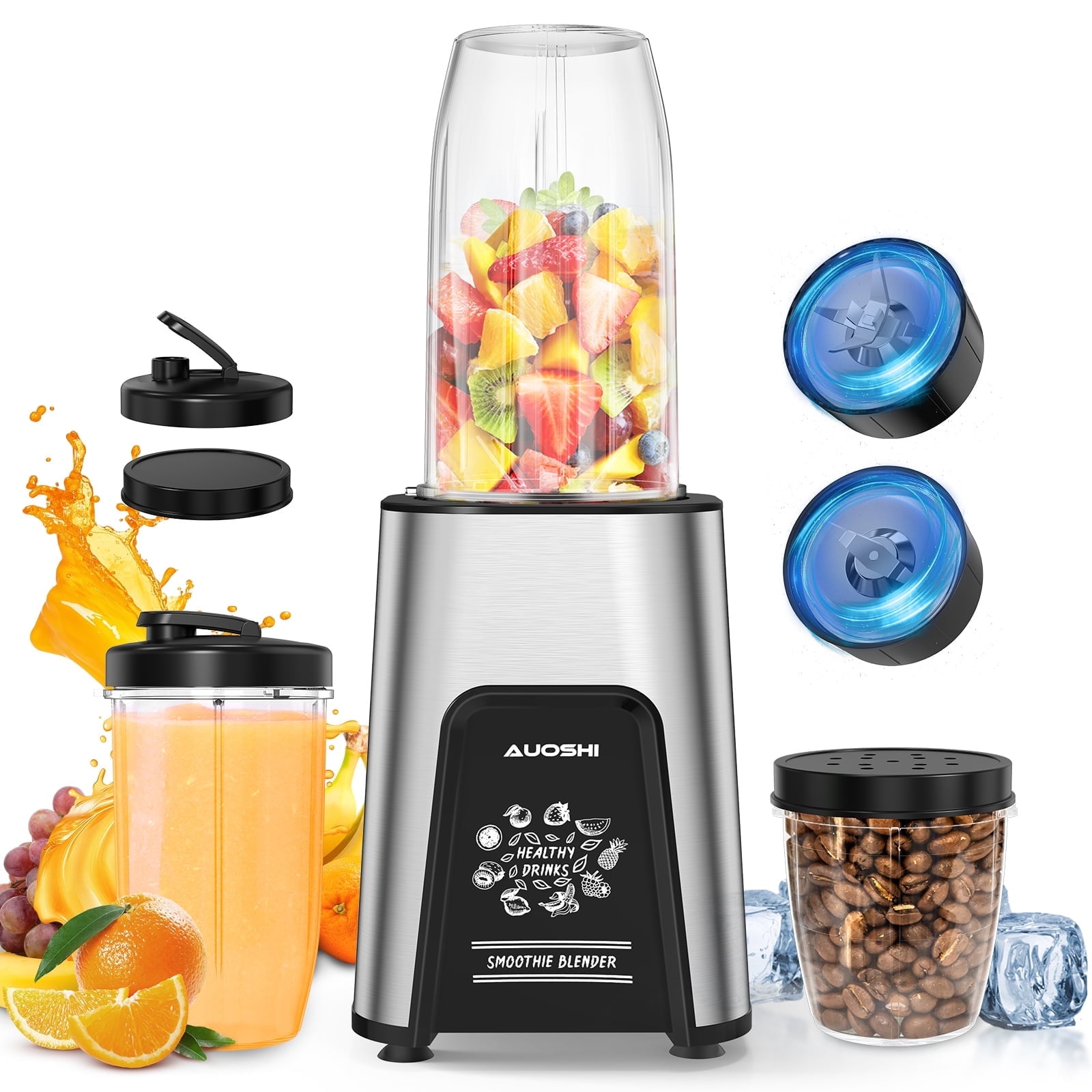 AUOSHI 1000W Personal Blender, Small Portable Blender and Grinder