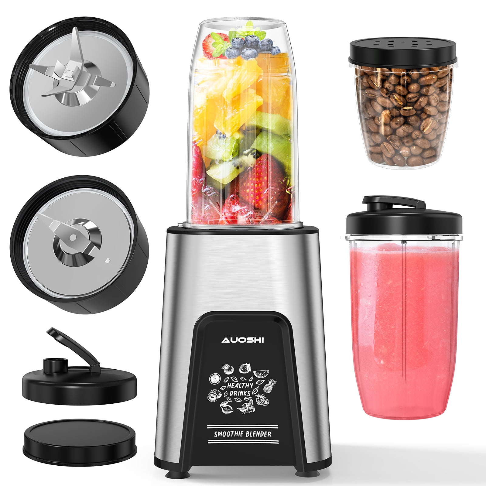 Personal Blender for Shakes and Smoothies, 6-Leaf Blenders for Kitchen  850W, 17 Pieces Smoothie Blender with Grinder, 2 * 20oz To-Go Cups,  Countertop