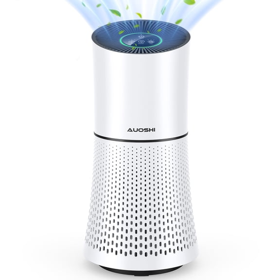 AUOSHI Air Purifiers H13 True HEPA Filter Air Purifier for Home Bedroom Room Ozone Free Air Filtration System Cleaner Odor Eliminators Remove 99.97% Dust Smoke Pollen (White)
