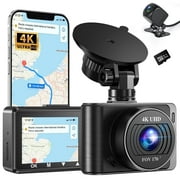AUOSHI Dash Cam Front and Rear, 4K+1080P Car Camera with Built-in Wi-Fi, 3.94" IPS Screen, Free 32GB Card, Night Vision, G-Sensor, Loop Recording, 24H Parking Mode