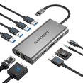 thumbnail image 1 of AUOSHI Docking Station for Laptop, 11-in-1 USB C Hub with Dual Monitor, 4K HDMI-Compatible, VGA, USB 3.0/2.0, 100W PD Charging, SD/TF, Ethernet, Audio for MacBook/Dell/HP, 1 of 9