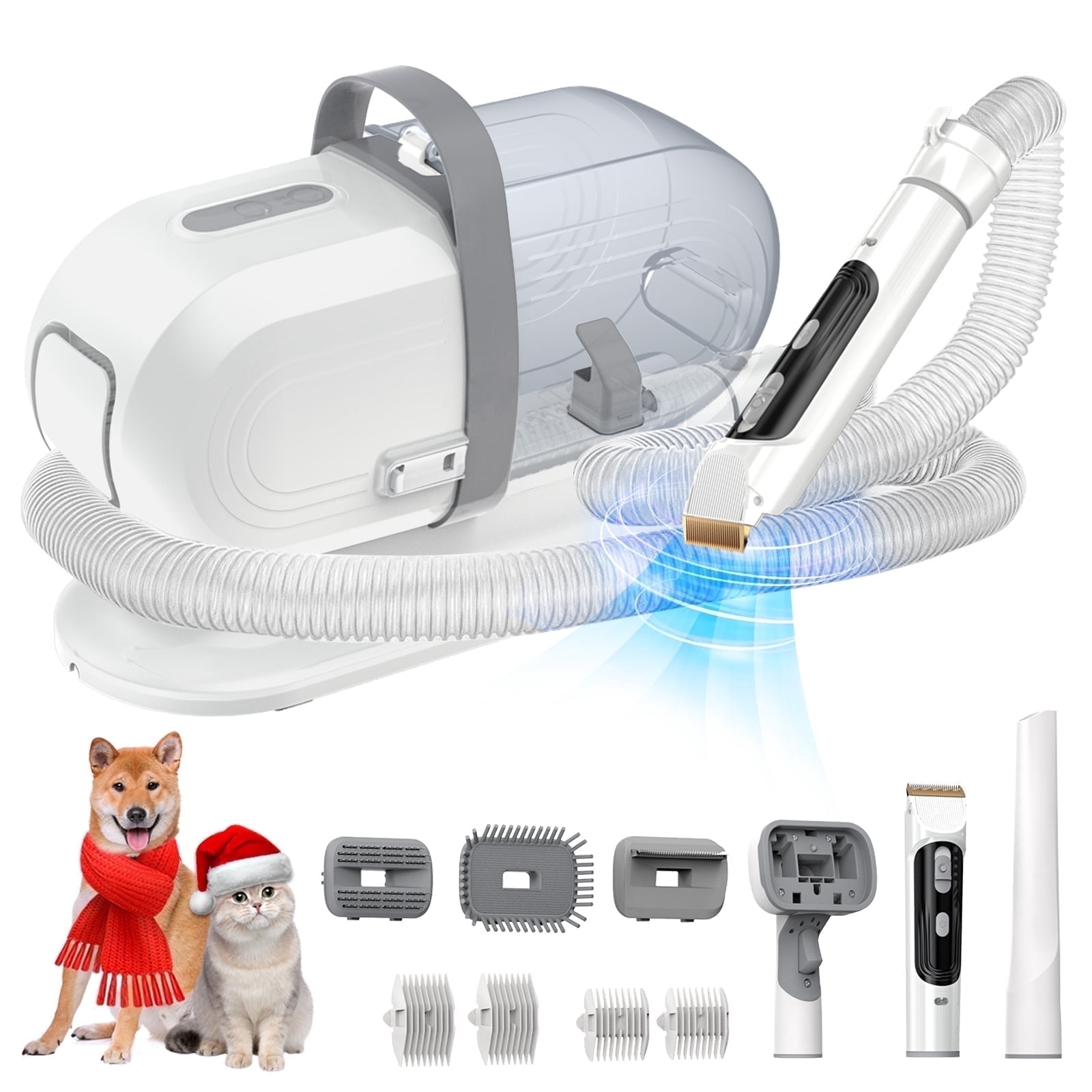 AUOSHI Pet Grooming Vacuum for Dogs & Cats, 13000Pa Suction, 5-in-1 Grooming Kit with Low Noise, 2.5L Dust Cup, Wireless Clippers, Deshedding Brush – Professional At-Home Pet Hair Cleaner