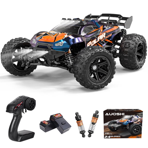 AUOSHI 1:14 Fast RC Toy Car,40+MPH Remote Control Off-Road Truck with Full Metal Drivetrain, 4WD All-Terrain, 2 Batteries, 70 Min Runtime, L