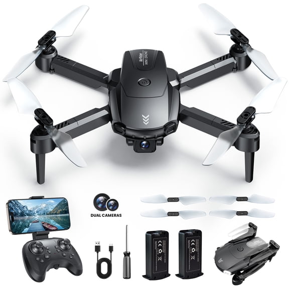 AUOSHI FPV Camera Drone with Dual Lens, Foldable Quadcopter, Optical Flow Hover, 30-Min Air Time, App & Remote Control, Stable Flying, A Great Gift for New Pilots