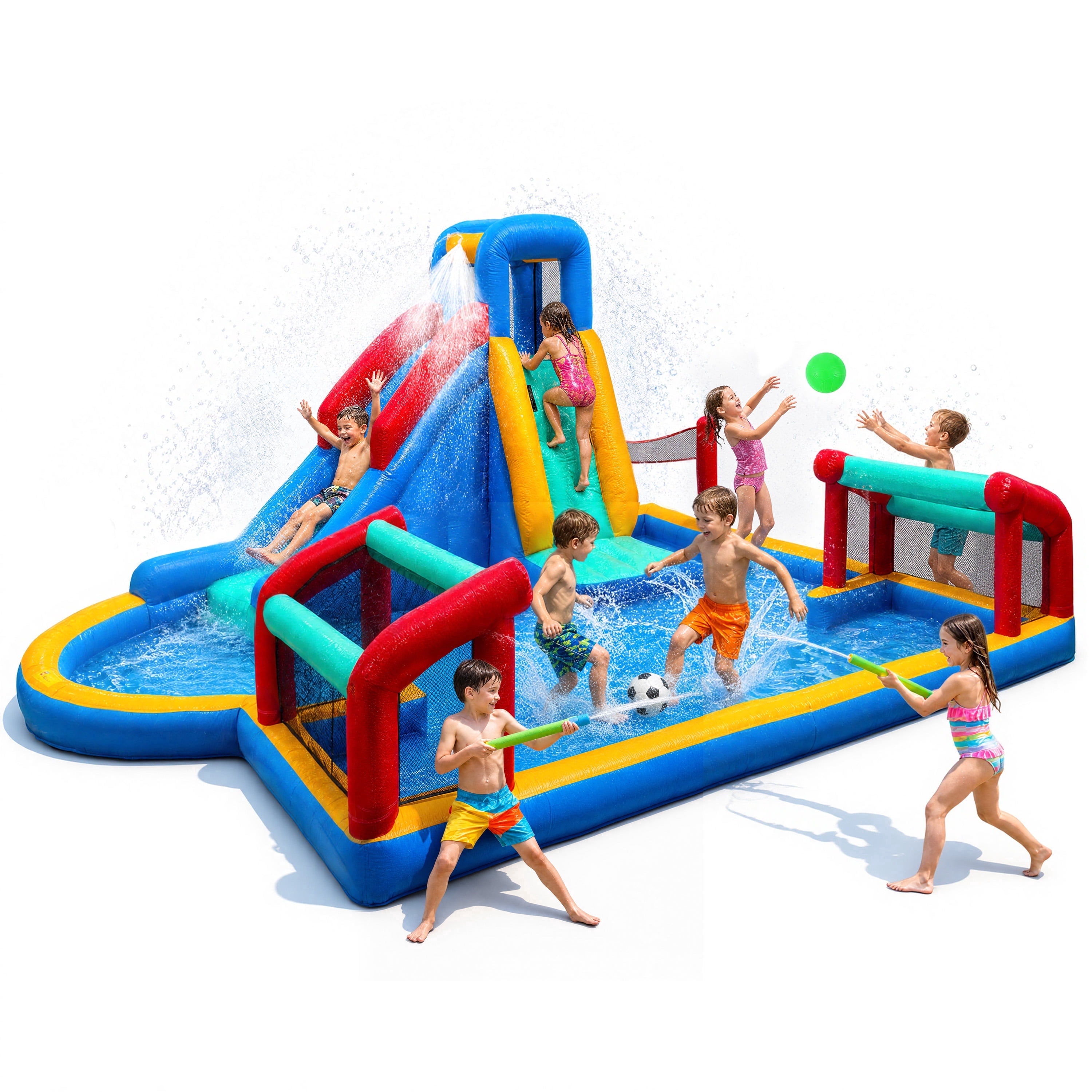 AUOSHI Inflatable Water Slide Bounce House Combo Slide Climbing Wall Splash Pool Ring Toss Soccer Goal Water Gun Kids Backyard Outdoor Playset Blower: Worth Buying?