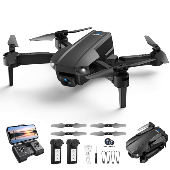 AUOSHI V1 Mini FPV Drone with 1080P HD Camera, Dual Lens & VR Mode, Optical Flow, 2 Batteries, Gesture/Voice/Gravity Control, 360°Flip, Orbit & Follow – Fun Gift for Kids, Teens,Adults & Beginners