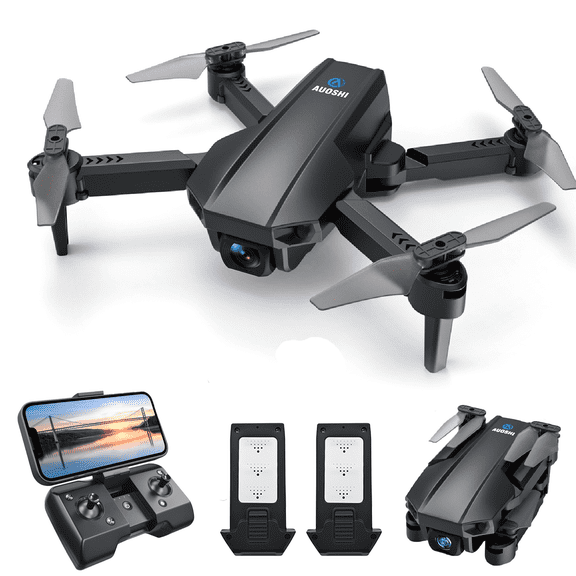 AUOSHI 4K FPV Drone with Dual Camera, Optical Flow, 2 Batteries, One-Key Takeoff, Headless Mode, Emergency Stop, Easy Flight Control,Great Gift for Beginners, Teens, Adults, Indoor & Calm Outdoor Use