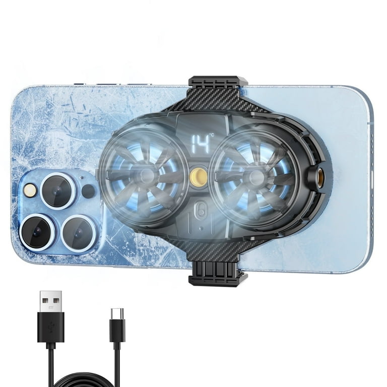 AUOSHI Phone Cooling Fan, Dual Semiconductor Radiator, LED Temp