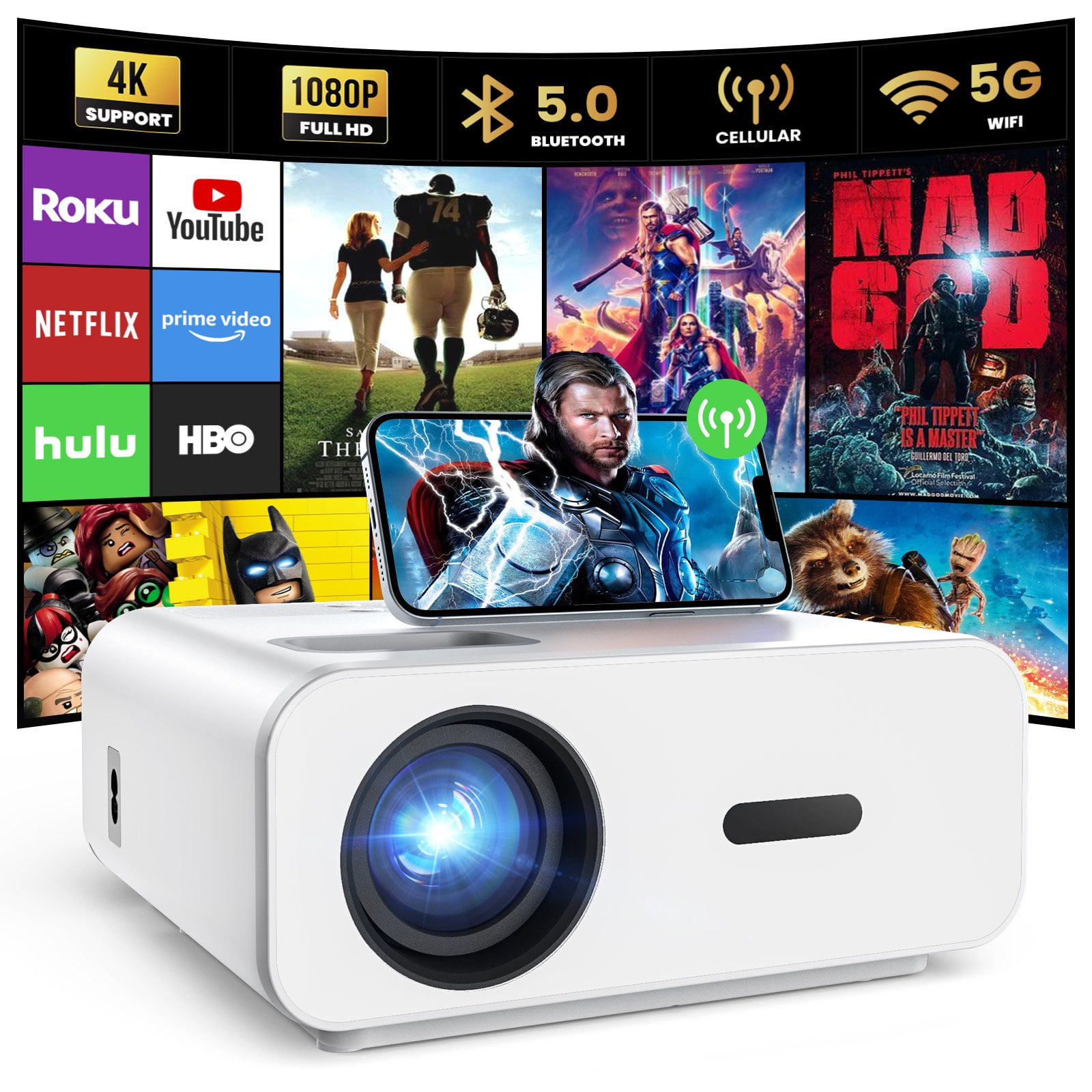 Popular Projector Hy300 2.4G+5g Ultra Fast Wireless Connection 120