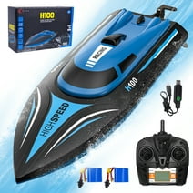 AUOSHI RC Boat for Adults and Kids, 20+ mph Fast Remote Control Boat for Pools and Lakes, 2.4GHz Racing Boats, 2 Battery, Low Battery Alarm, Capsize Recovery, Gifts for Boys Girls