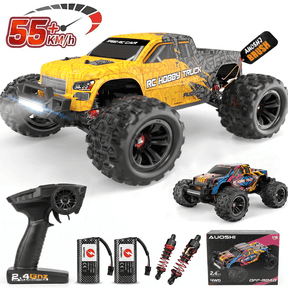 AUOSHI RC Cars 1:16 High Speed Remote Control Truck, 4WD All Terrain Off Road RC Truck 35+MPH with LED Lights, 2 Batteries for Kids and Adults Toy Gifts