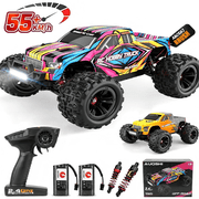 AUOSHI 35+MPH RC Cars 1:16 High Speed Remote Control Truck, 4WD All Terrain Off Road with LED Lights, 2 Batteries, 2 Car Shells for Kids and Adults Toy Gifts
