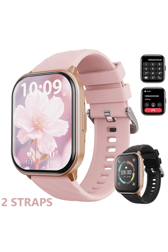 Smart Watch fits for Android & iPhone (Bluetooth Answer/Make Calls), 2.01 inch IP68 Waterproof Tracking Fitness, Sleep Monitor/Pedometer/Calories,Multiple Sports Modes,Pink