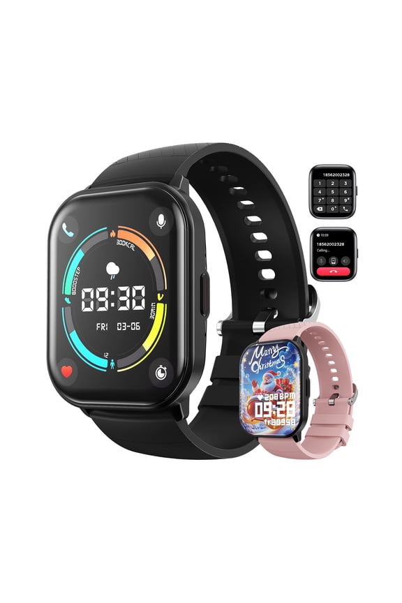 Smart Watch Fits for Android & Iphone (Bluetooth Answer/Make Calls), 2.01 inch IP68 Waterproof Tracking Fitness, Sleep Monitor/Pedometer/Calories,Multiple Sports Modes,Black