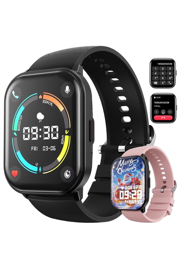 Smart Watch fits for Android & iPhone (Bluetooth Answer/Make Calls), 2.01 inch IP68 Waterproof Tracking Fitness, Sleep Monitor/Pedometer/Calories,Multiple Sports Modes,Black