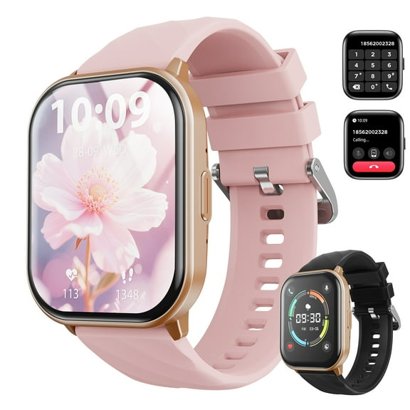 AUOSHI Smart Watch fits for Android & iPhone (Bluetooth Answer/Make Calls), 2.01 inch IP68 Waterproof Tracking Fitness, Sleep Monitor/Pedometer/Calories,Multiple Sports Modes,Pink