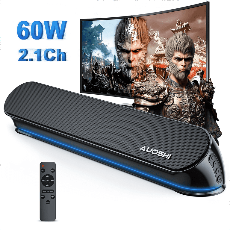 AUOSHI Sound Bar with Subwoofer, Bluetooth 5.0, 3D Surround, HDMI 
