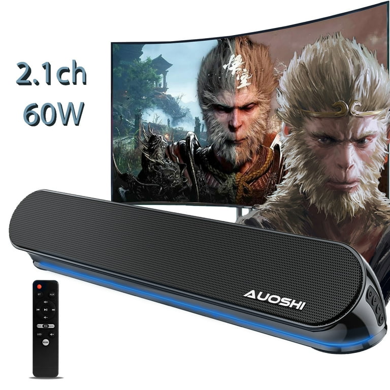 AUOSHI 2.1ch Sound Bar for TV, 60W Small Soundbar with Subwoofer