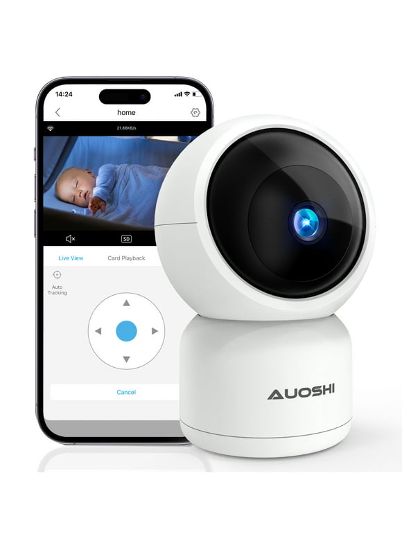 AUOSHI Video Baby Monitor with Camera and Audio, 360-Degree Smart 1080P WiFi Security Indoor Camera with Night Vision