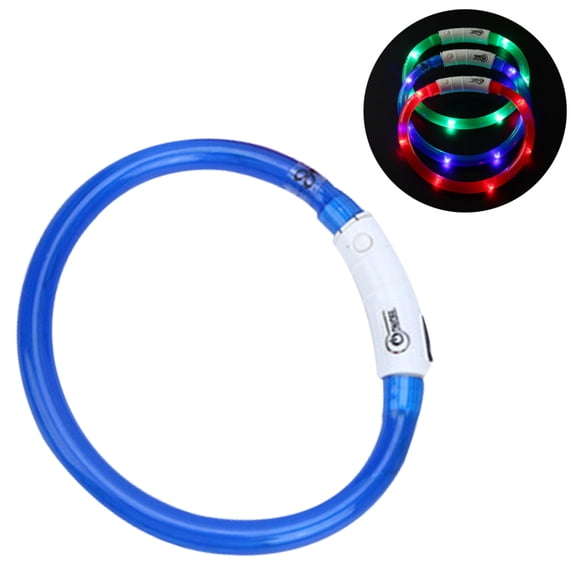 AUPERTO USB Rechargeable LED Dog Collar, Glow In The Dark Led Pet Collar, Water Resistant Light Up Collars for Small Medium Large Dogs Blue 35cm