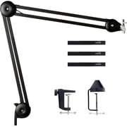 AUPHONIX PRO Mic Arm Stand   Microphone Scissor Boom & Clamp - Compatible with Standard Shock Mounts - Microphone Stand for Desk or Table